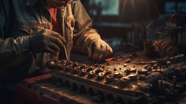 A man working on a car engine