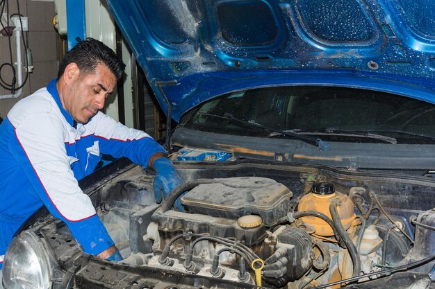 Man working on car