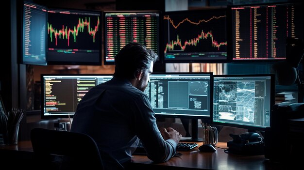 man working at computer