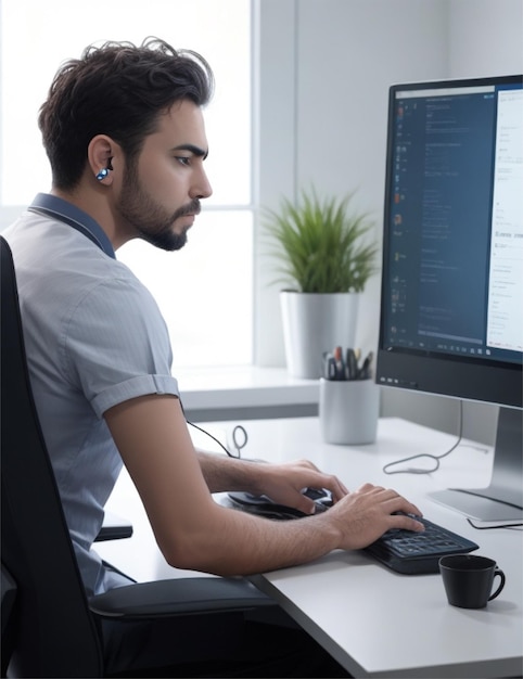 man working on desktop