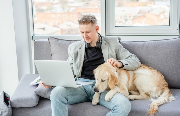 Man working distantly at home