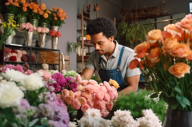 Man working in flower shop