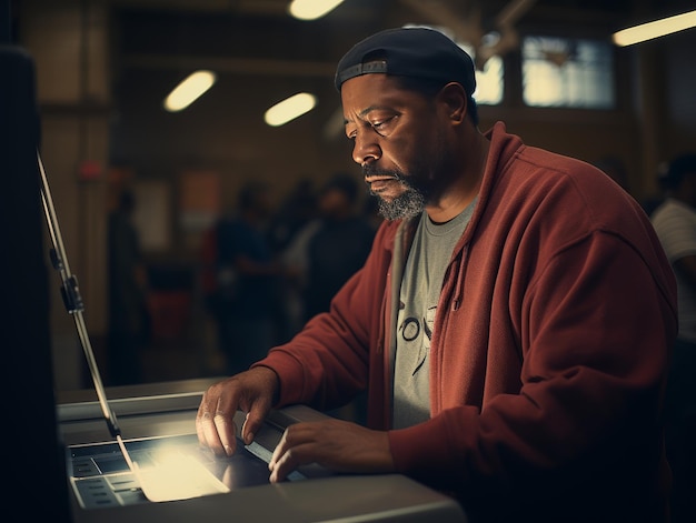 Man Working on Laptop at Desk