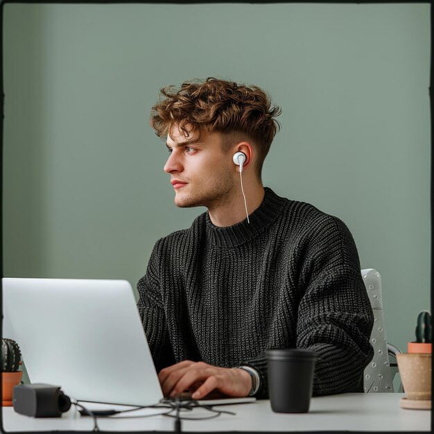 Man Working on Laptop