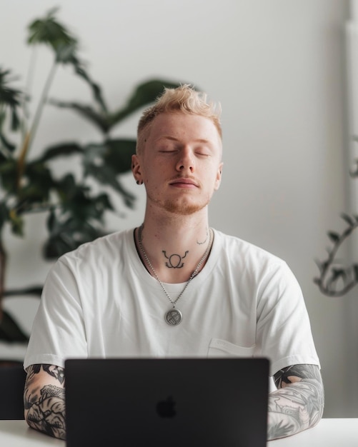 Man Working on Laptop