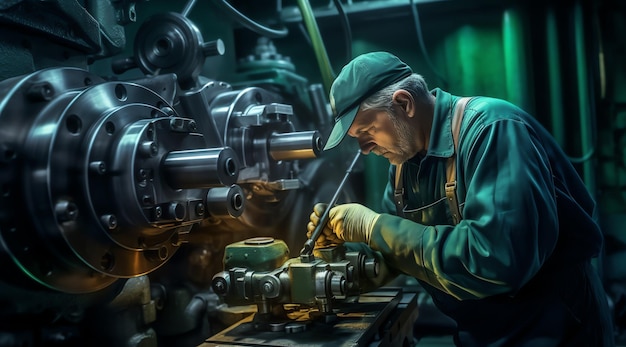 A man working on a machine with a tool in his hand.