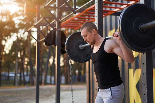 Man working out outside in nature