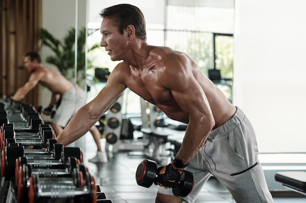 Man Working out with Dumbbells