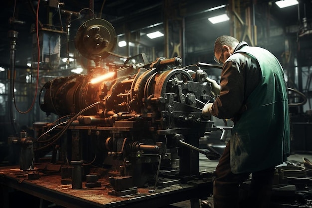 A man working on a train with a man working on a train.