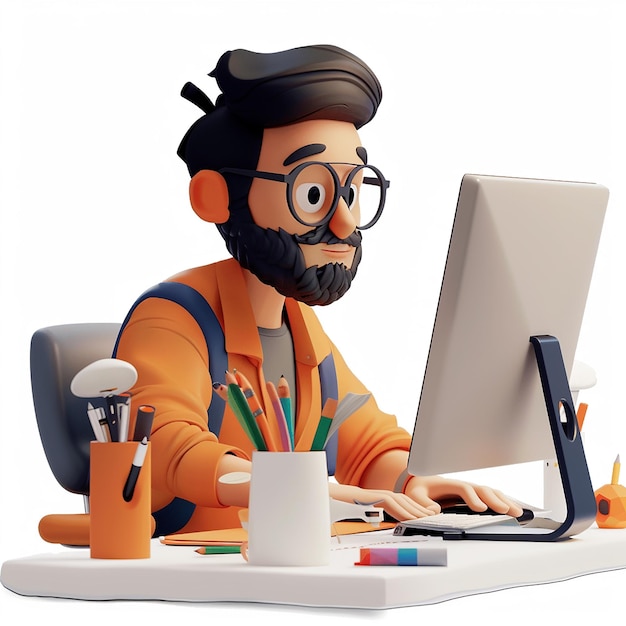 man working with computor