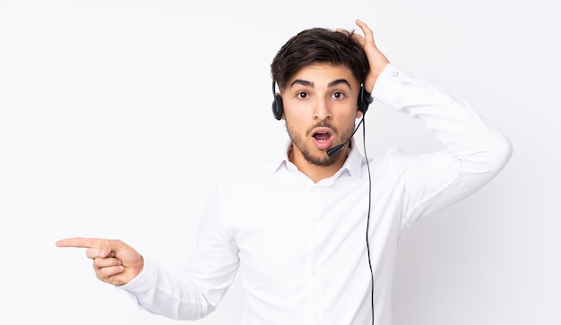 Man working with a headset