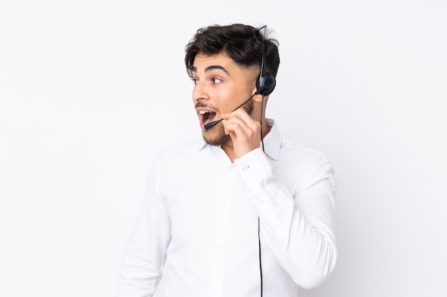 Man working with a headset