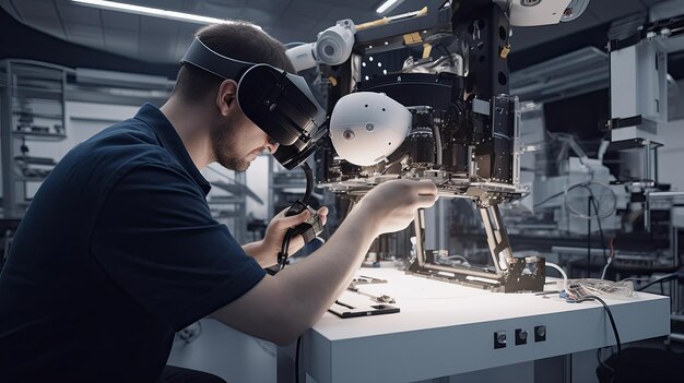 A man working with a machine in a factory