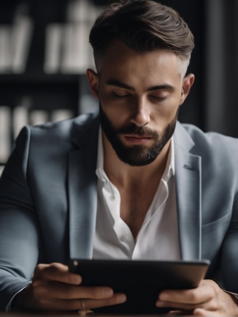 Man working with modern devices on the table