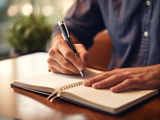 A man writing in office