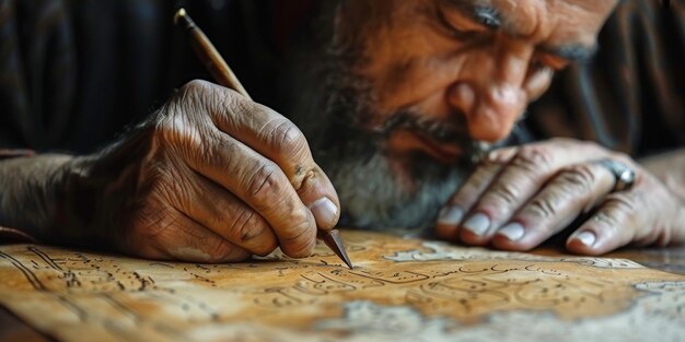 Man Writing on Piece of Paper