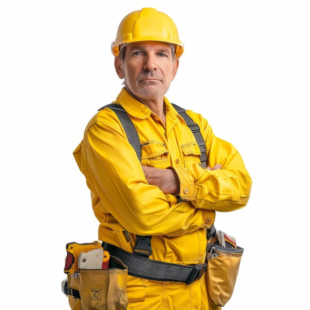 Man in Yellow Safety Suit With Crossed Arms