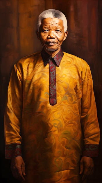 Premium AI Image | a man in a yellow shirt and tie