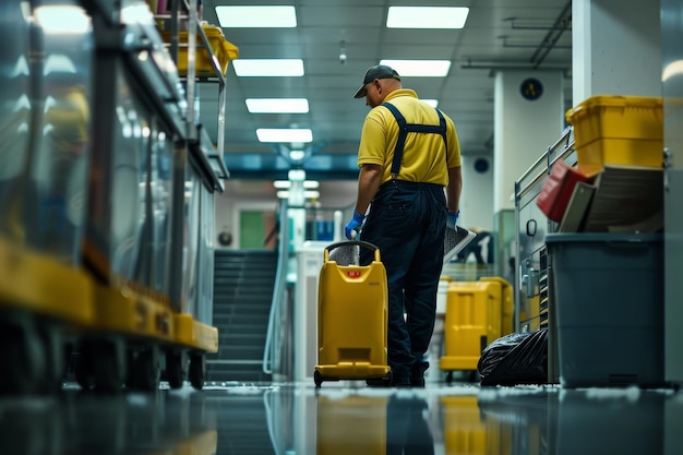 A man in a yellow shirt