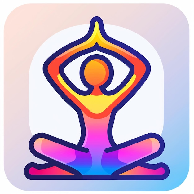 Photo a man in yoga pose with a rainbow colored background