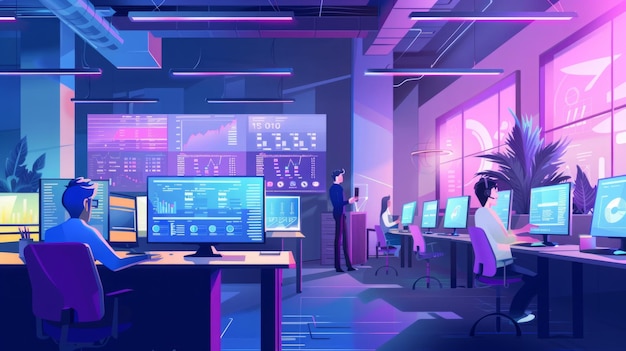 Man zit aan een bureau voor een computermonitor