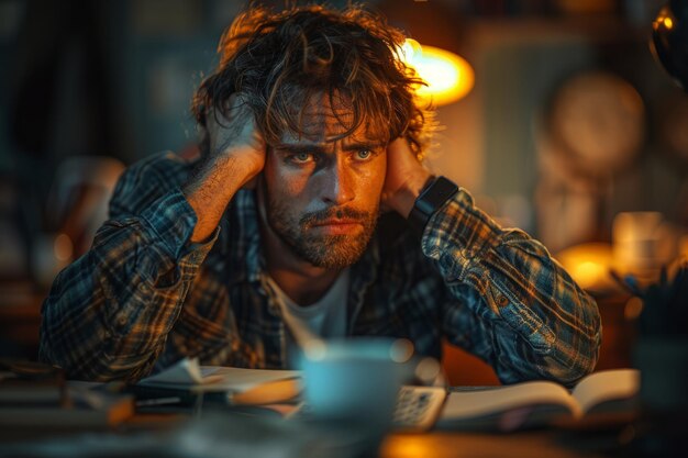 Man zit aan tafel met een boek