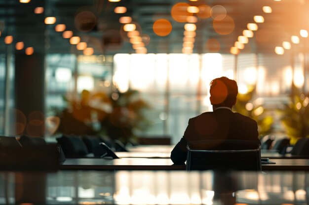 Foto man zit aan tafel op de luchthaven