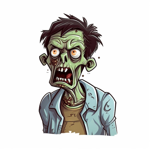 Man Zombie 2d cartoon illustraton on white background high