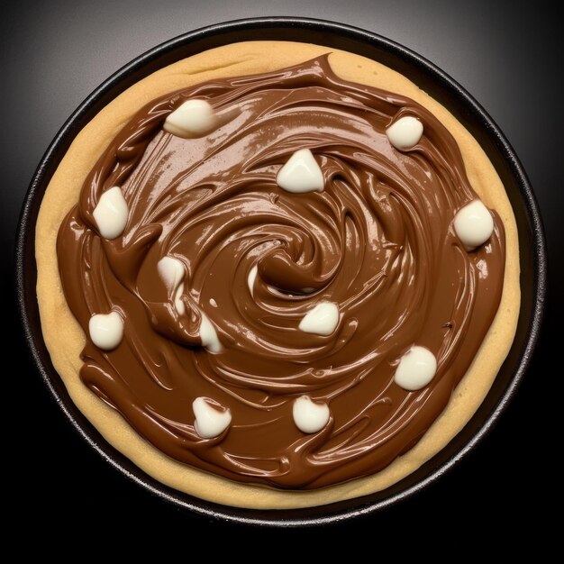 Шоколад Manache Nutella на черной тарелке черный