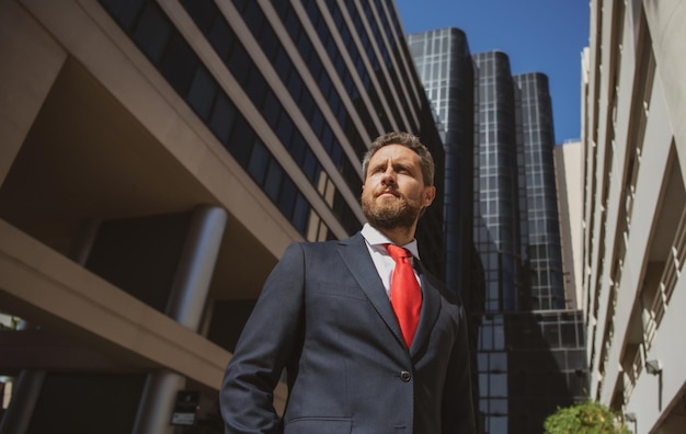 Manager in a luxury modern open space business center Successful business man outside