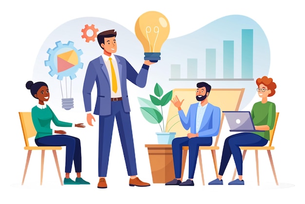 manager man present successful group business people