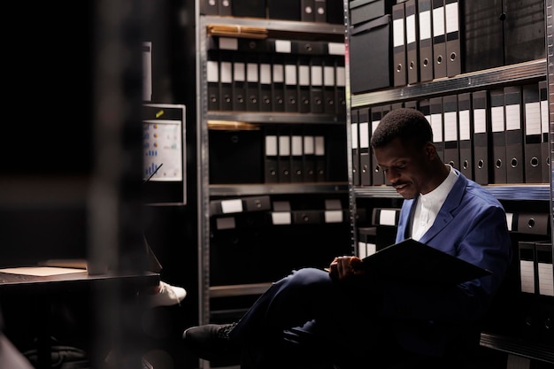manager organizing corporate files