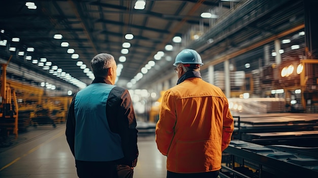 Manager, supervisor en werknemer bespreken de productieresultaten en de nieuwe strategie in de fabrieksindustrie