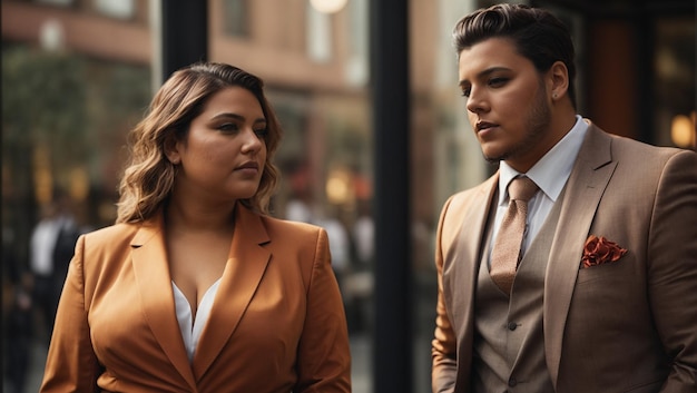 Managers woman and man Plussize photo generated by artificial intelligence