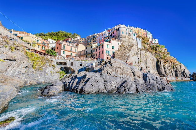 Manarola in Cinque Terre Italy at summer Popular tourist destination in Liguria coast