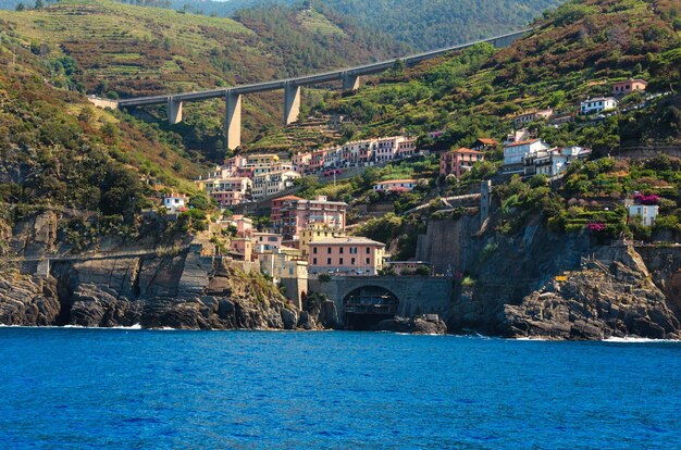 Manarola from ship cinque terre