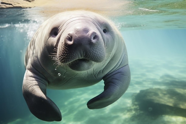 Manatee close up portrait looking at you