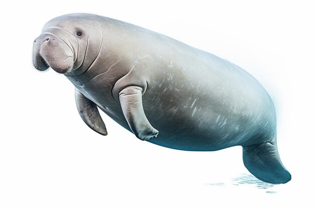 Foto manatee dugong zee koe zeeleeuw geïsoleerd op witte achtergrond