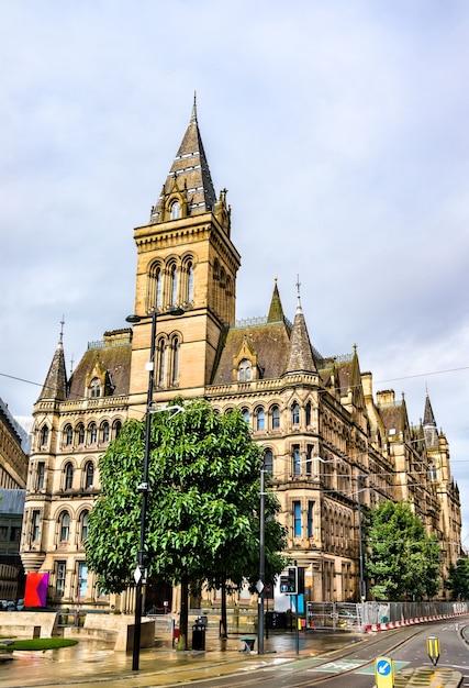 Manchester town hall, een victoriaans, neogotisch gemeentelijk gebouw in manchester, engeland