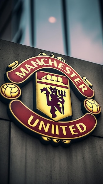 Manchester united logo on a building