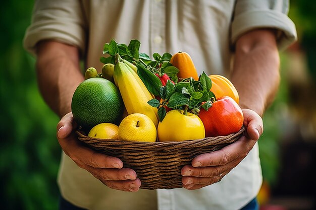 mand met fruit en groenten Gezonde voeding Verse producten Biologische fruit en groente