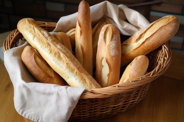 Mand met warme en knapperige baguettes, perfect voor het maken van sandwiches gemaakt met generatieve AI