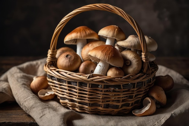 mand vol verse eetbare paddenstoelen