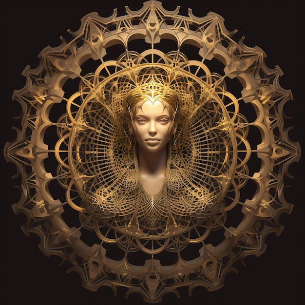 Photo mandala 3d gold sacred geometry