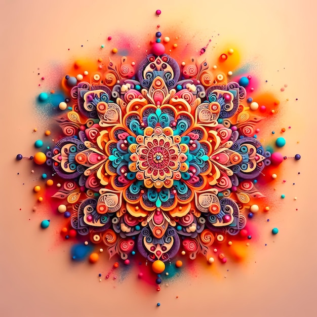 Mandala-achtergrond met 3D-deeltjes en cirkels