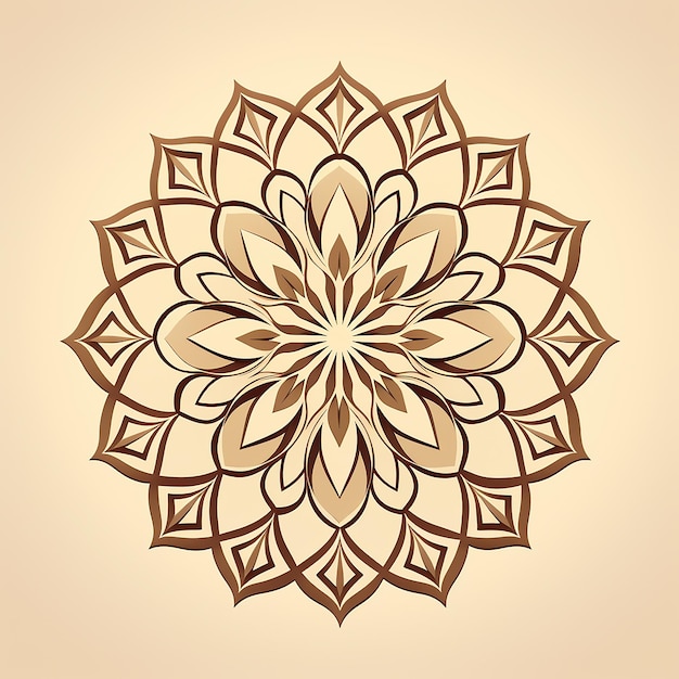 Mandala Art A Brown Leaf Design On A Beige Background In The Style O