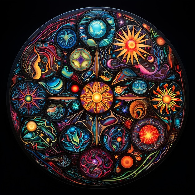 Mandala Art A Colorful Circle With Many Colorful Designs On It In Th