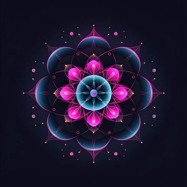 Photo mandala art design with constellations and color gradient