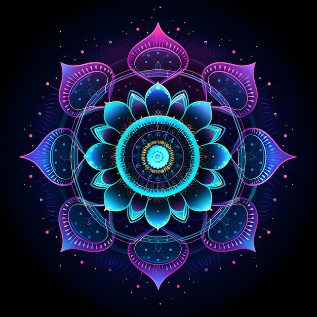 Mandala Art Design with Constellations and Color Gradient