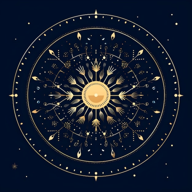 Photo mandala art design with constellations and color gradient